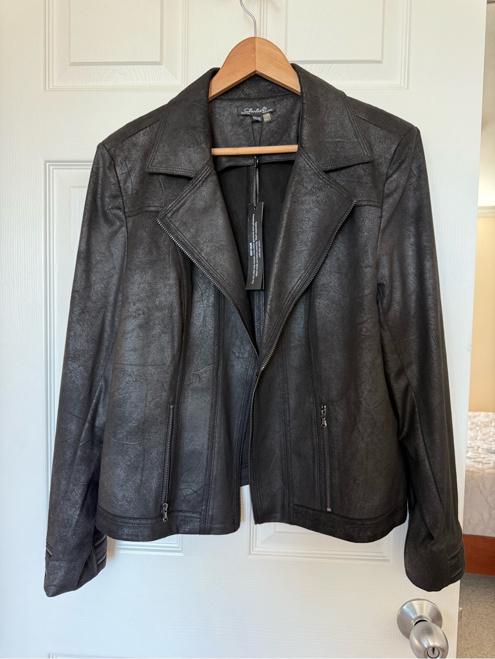 New Charlie B Black Zip Moto Jacket